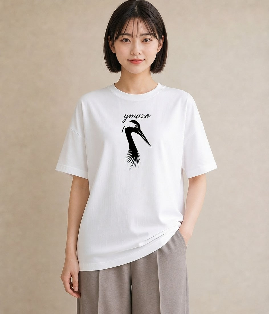 グラフィックTシャツ レディース 折り鶴 折り紙 ナチュラル アンティーク イラスト 北欧風 在宅 公園 白T YMAZO