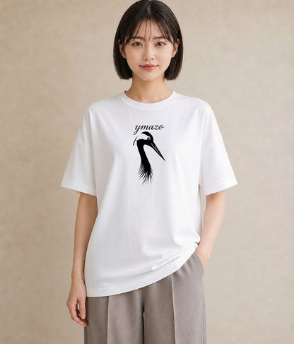 グラフィックTシャツ レディース 折り鶴 折り紙 ナチュラル アンティーク イラスト 北欧風 在宅 公園 白T YMAZO