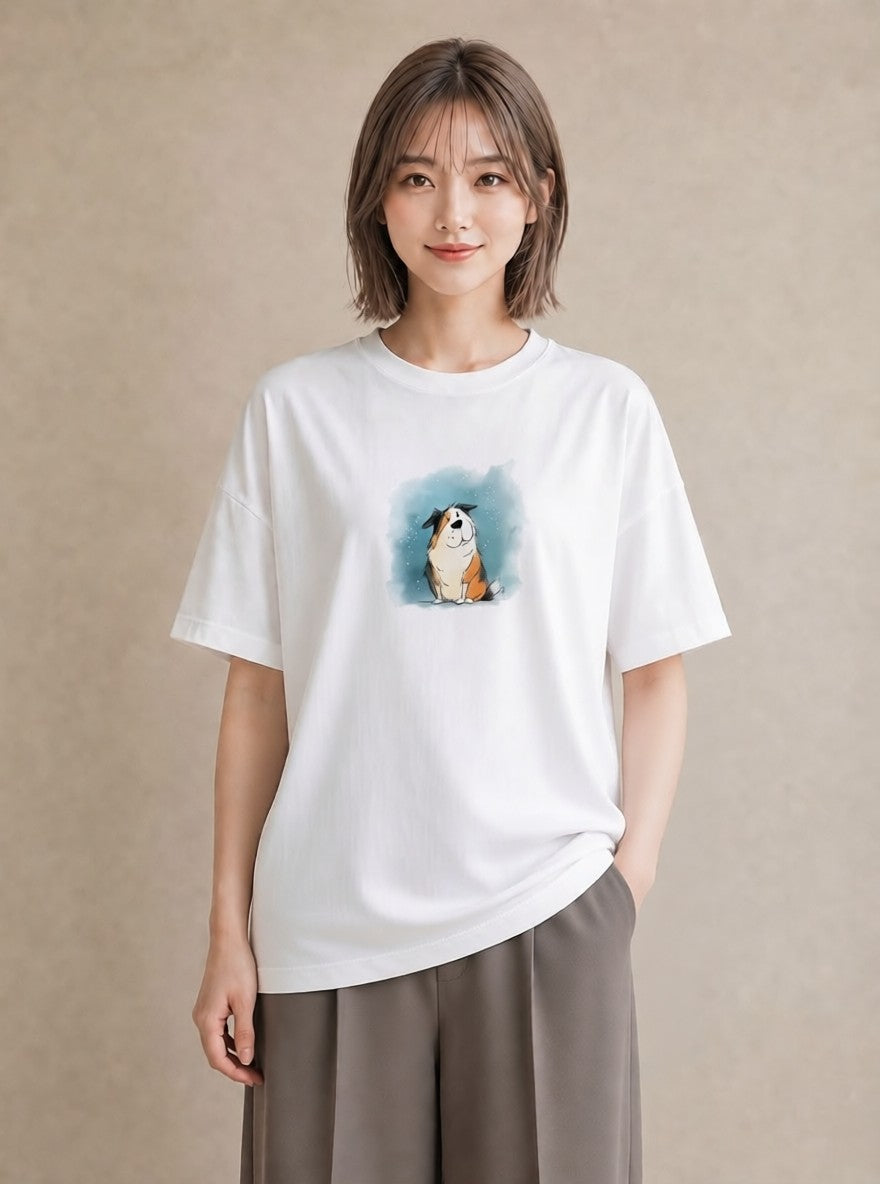 プリントTシャツ レディース 犬好き 犬 いぬ イラスト 可愛い デイリーウェア 休日 白T YMAZO