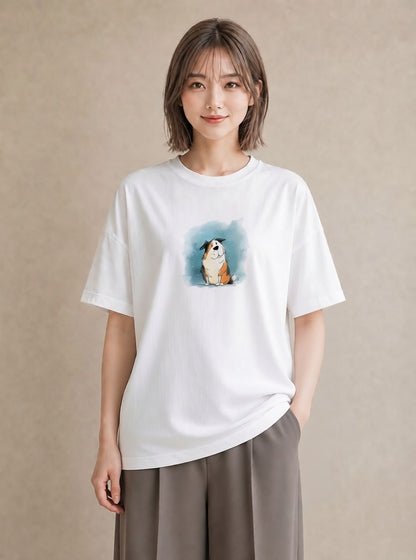 プリントTシャツ レディース 犬好き 犬 いぬ イラスト 可愛い デイリーウェア 休日 白T YMAZO