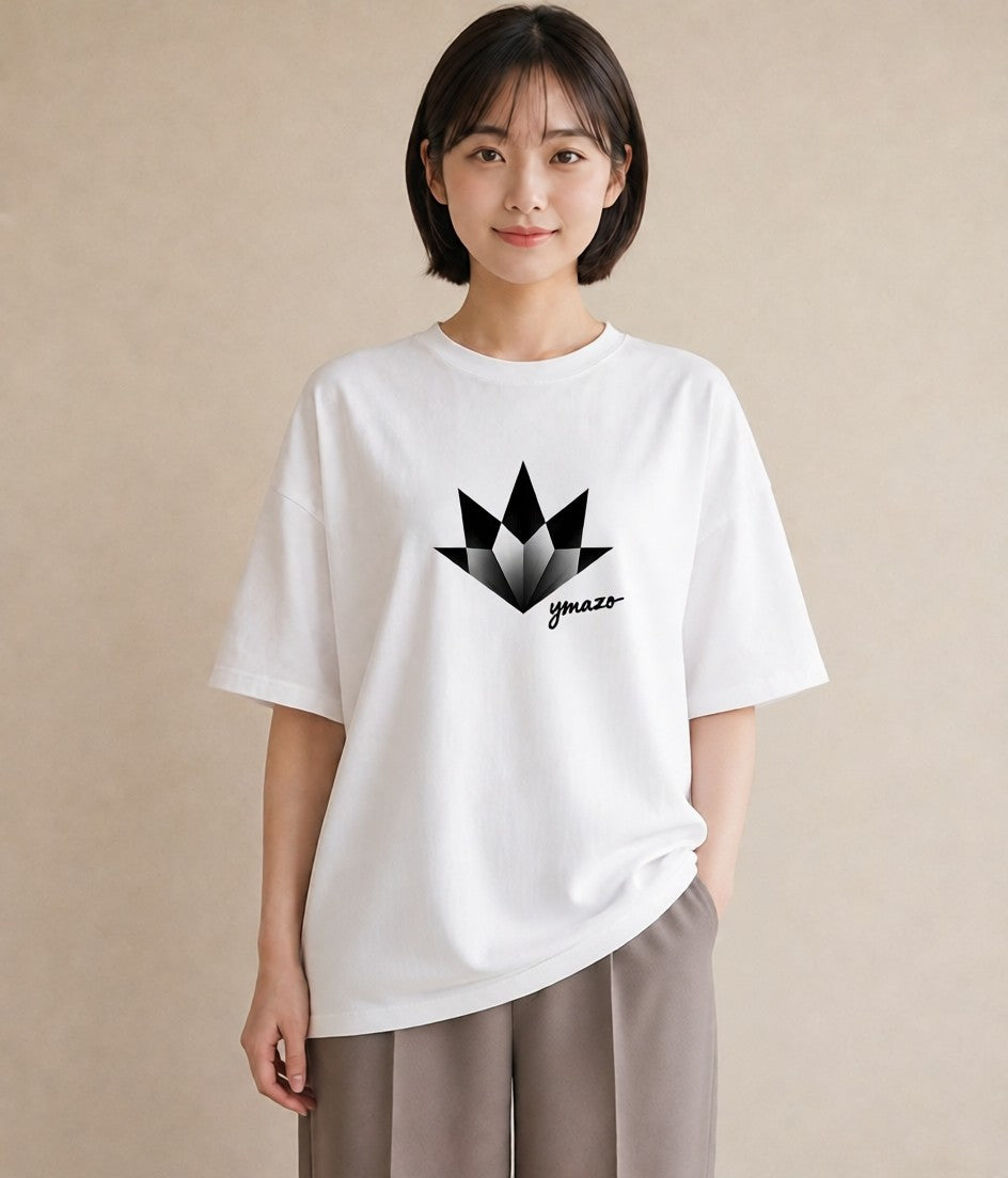グラフィックTシャツ レディース 折り鶴 折り紙 ナチュラル アンティーク イラスト ミニマル 綿100 デート 白T YMAZO