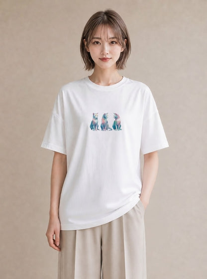 デザインTシャツ レディース スフィンクス 猫 ねこ イラスト カジュアル 海 カフェ巡り 白T YMAZO