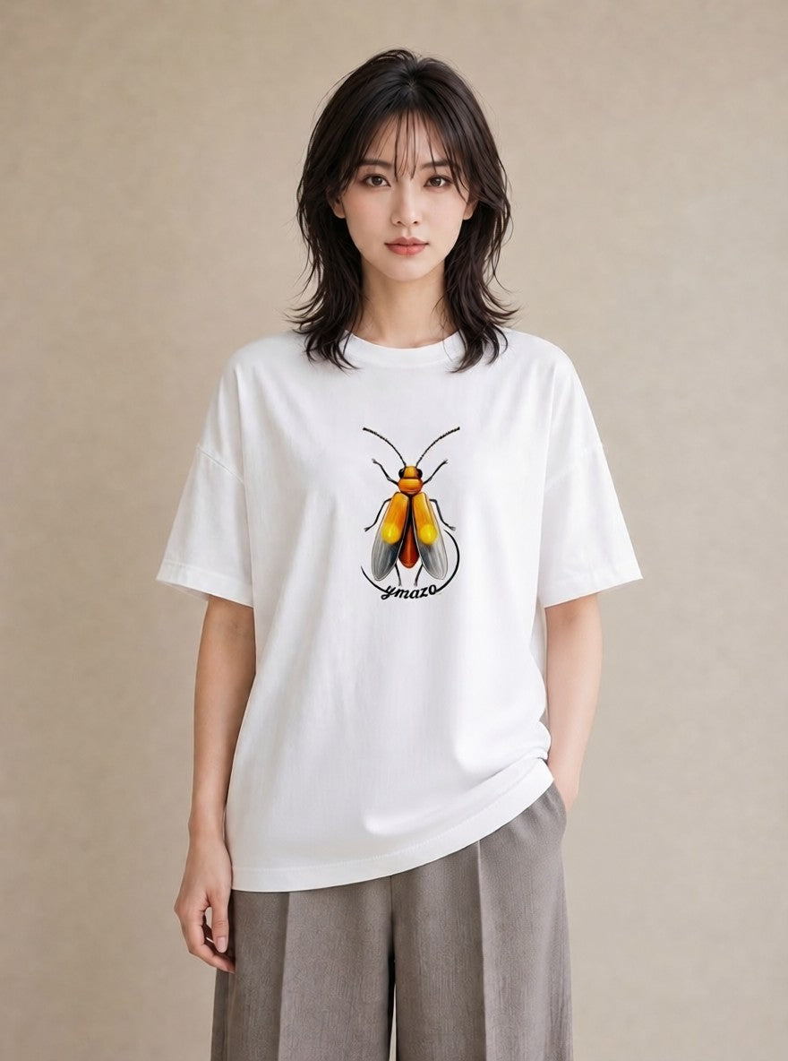 Tシャツ レディース ダンゴムシ 昆虫 虫 イラスト 旅行コーデ 休日 ペアコーデ 白T YMAZO