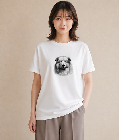 グラフィックTシャツ レディース 豆柴 犬 いぬ イラスト 北欧風 デイリーウェア 休日 白T YMAZO