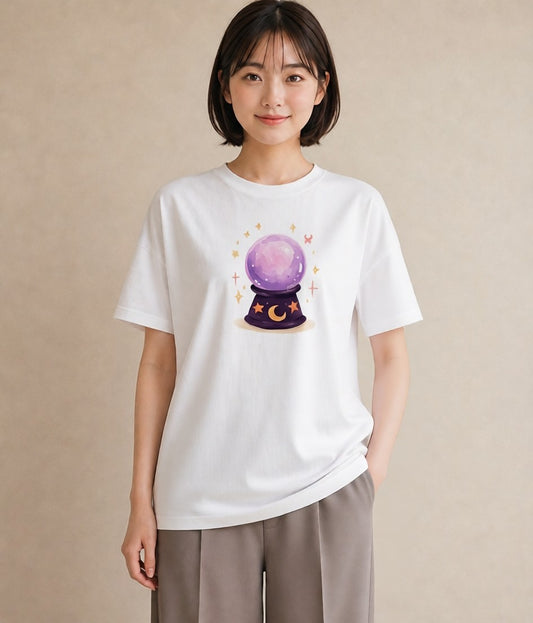 デザインTシャツ レディース 蟹座 星空 宇宙 イラスト 個性的 ビーチ デイリーウェア 白T YMAZO