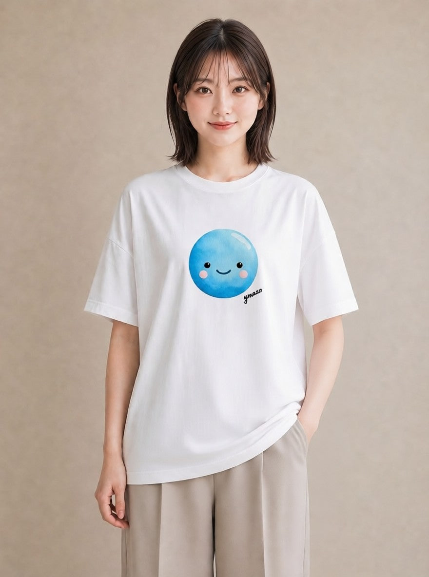 半袖Tシャツ レディース 雲 星空 宇宙 イラスト 抜け感 普段着 週末コーデ 白T YMAZO
