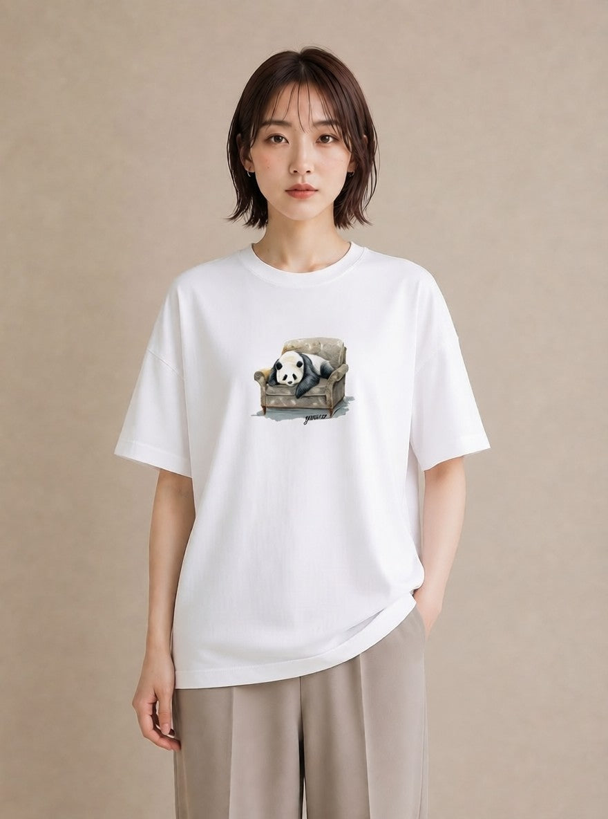 デザインTシャツ レディース パンダ 動物 アニマル イラスト お洒落 母娘コーデ 自分用 白T YMAZO