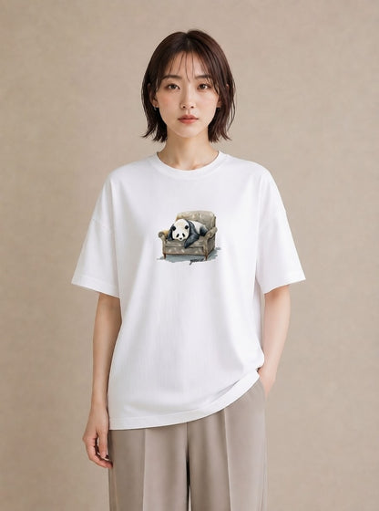 デザインTシャツ レディース パンダ 動物 アニマル イラスト お洒落 母娘コーデ 自分用 白T YMAZO