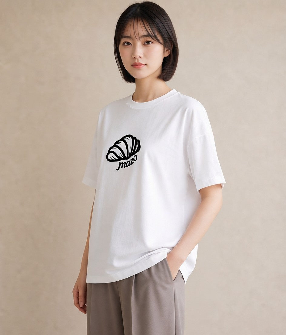 デザインTシャツ レディース パン ベーカリー イラスト カジュアル 帰省 ラフ 白T YMAZO