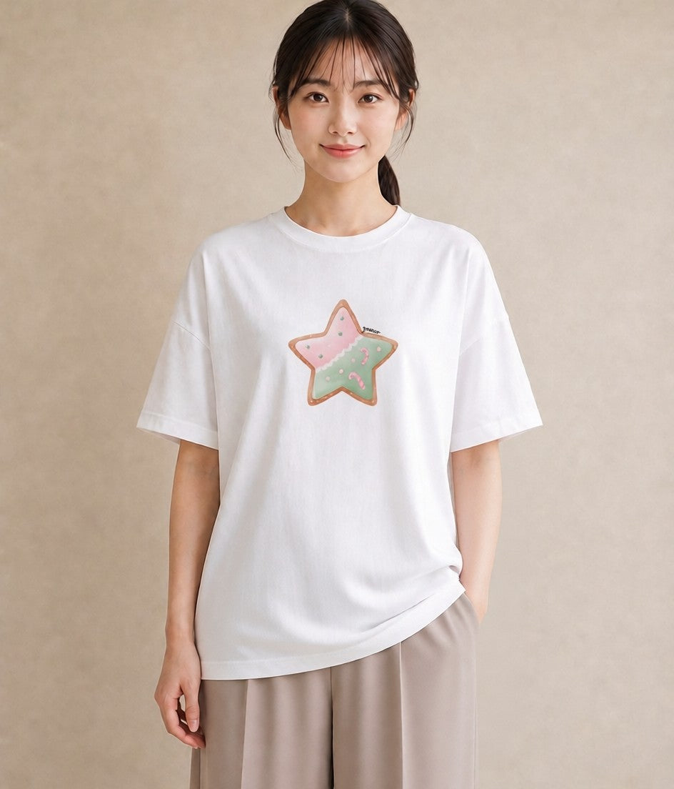デザインTシャツ レディース 星 星空 宇宙 イラスト ガーリー 女性 旅行用 白T YMAZO