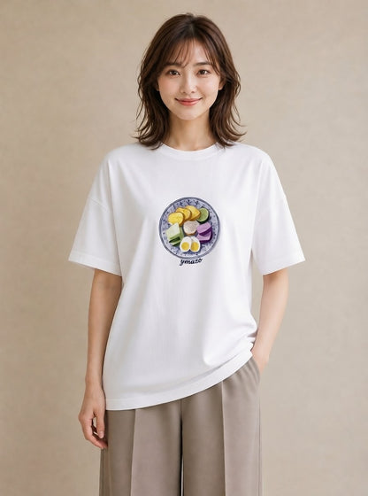 デザインTシャツ レディース だんご 食べ物 フード イラスト シンプル デイリーウェア 休日 白T YMAZO
