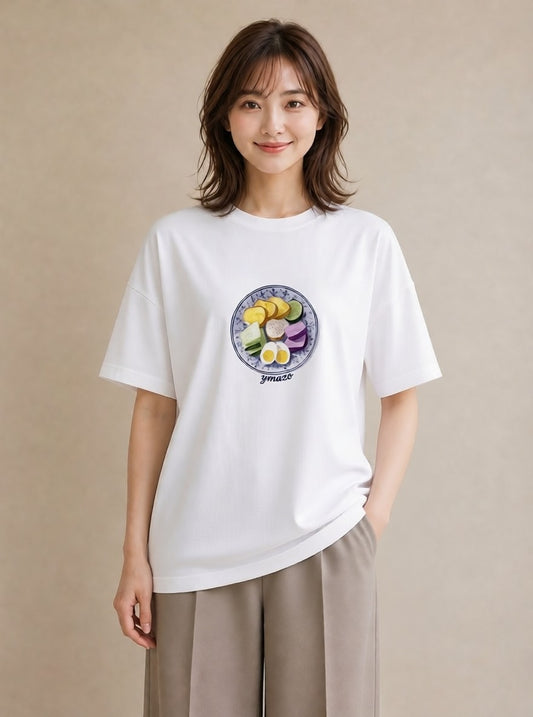 デザインTシャツ レディース だんご 食べ物 フード イラスト シンプル デイリーウェア 休日 白T YMAZO