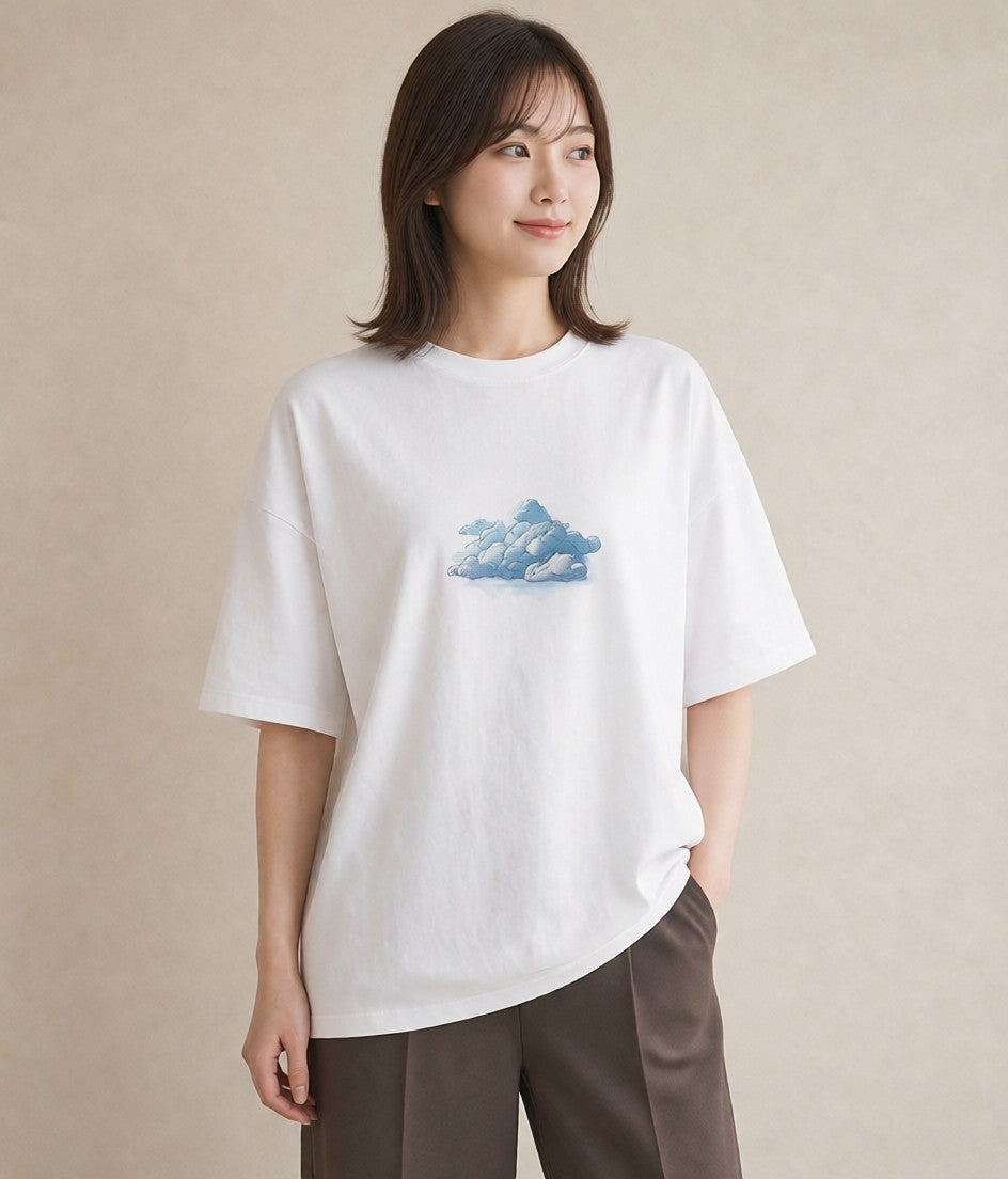 グラフィックTシャツ レディース 空 星空 宇宙 イラスト 線画 週末コーデ 敬老の日 白T YMAZO