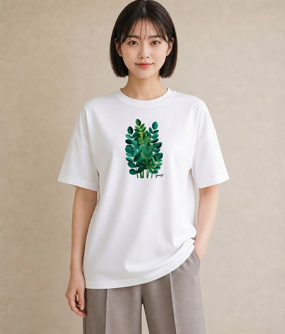 グラフィックTシャツ レディース つる 植物 ボタニカル イラスト 上品 ルームウェア ギフト 白T YMAZO