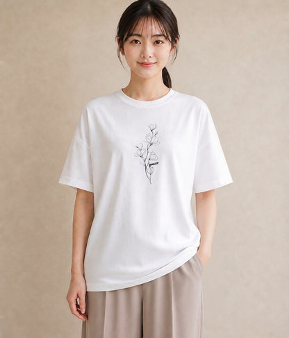 プリントTシャツ レディース さくら 桜 桜の枝 イラスト ニュアンス ラフ レイヤード 白T YMAZO
