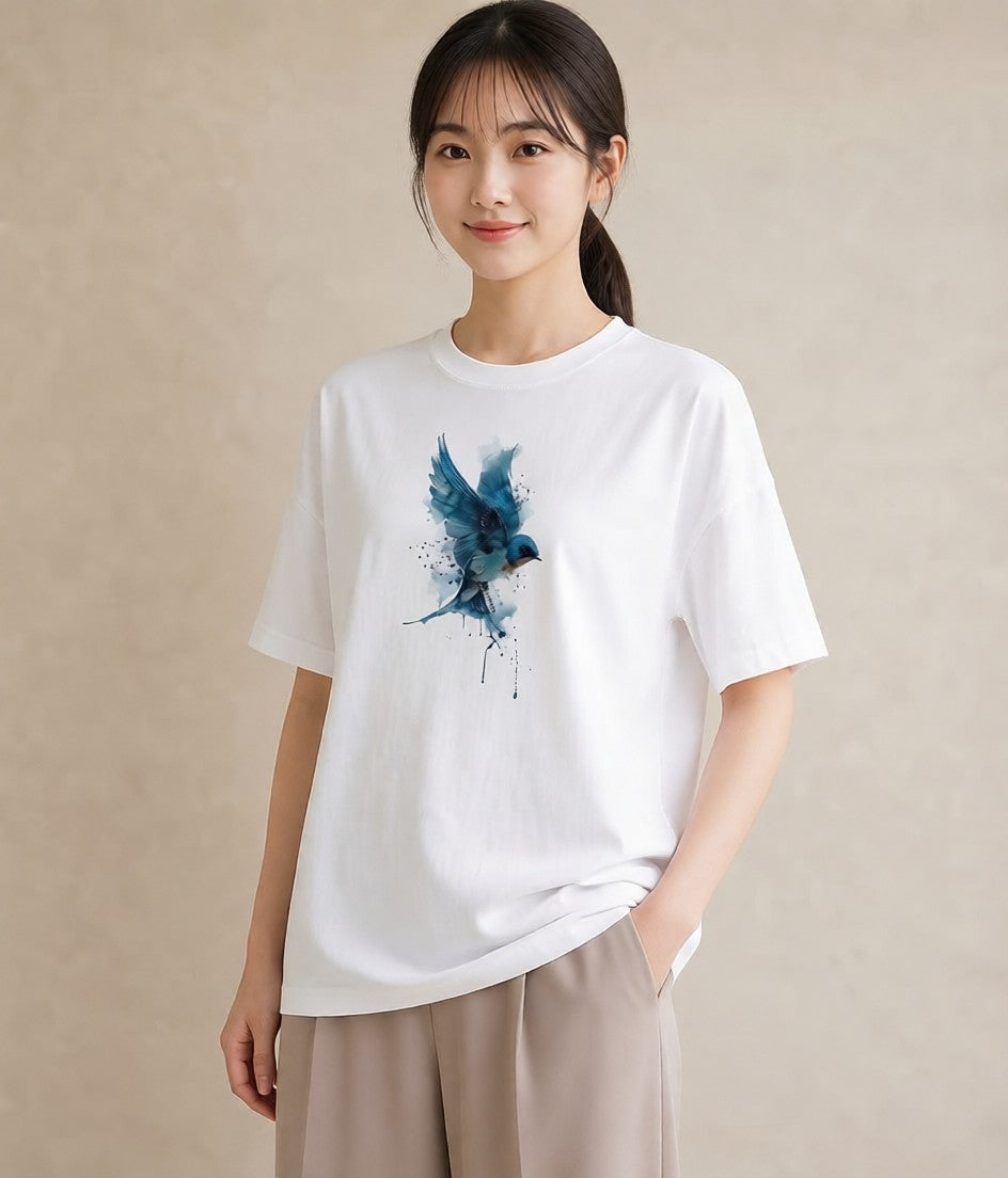 プリントTシャツ レディース セキセイインコ ペット 動物 イラスト ゆるコーデ 母娘コーデ 自分用 白T YMAZO