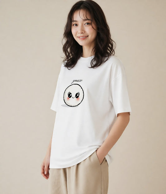 Tシャツ レディース おにぎり 食べ物 フード イラスト きれいめカジュアル 友達ギフト 部屋着 白T YMAZO
