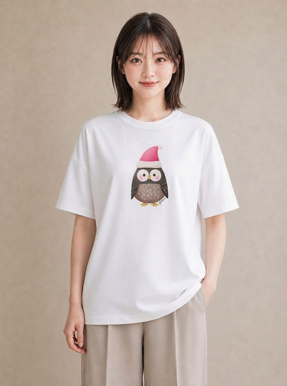 グラフィックTシャツ レディース シロフクロウ 動物 アニマル イラスト モード 夏コーデ 通学 白T YMAZO