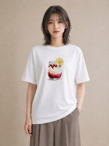 プリントTシャツ レディース クリームソーダ 食べ物 フード イラスト 淡色 カジュアルコーデ 買い物 白T YMAZO