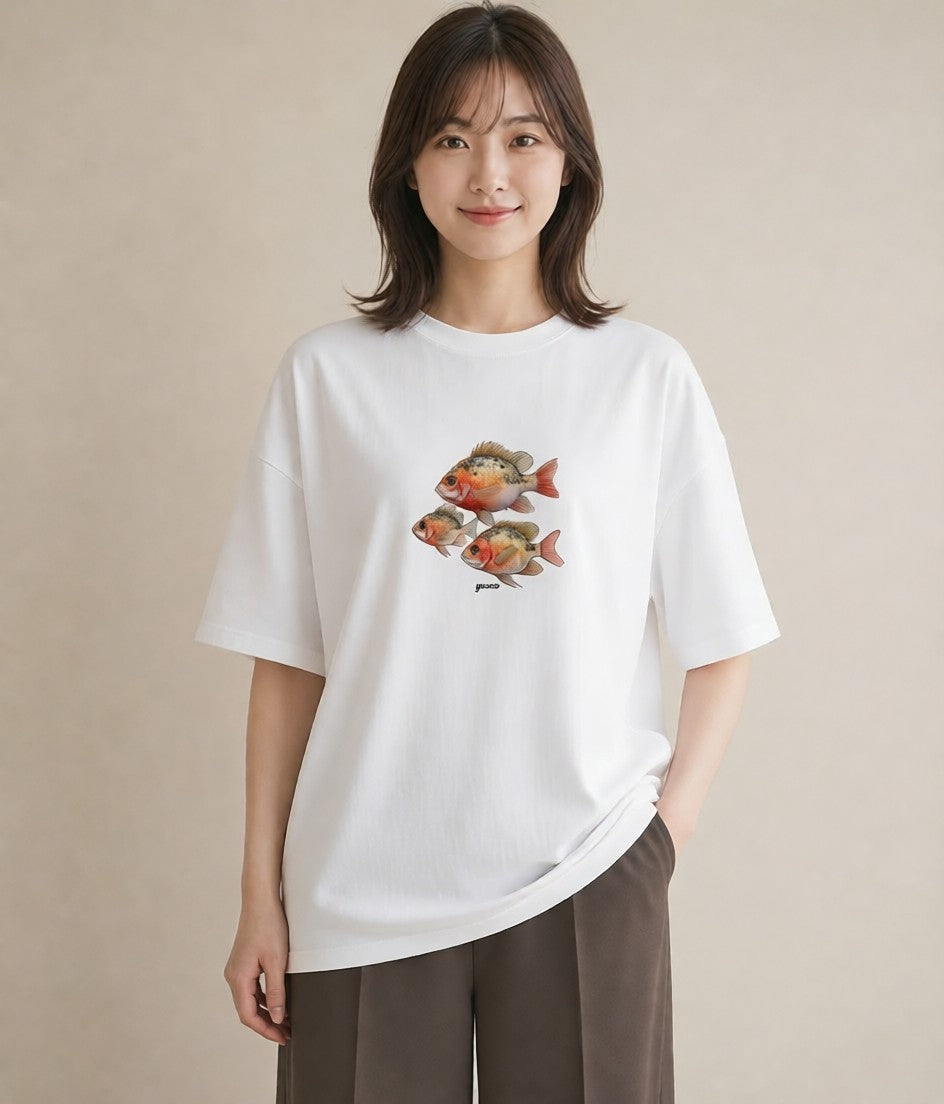 デザインTシャツ レディース 熱帯魚 ペット 動物 イラスト デイリーウェア 休日 白T YMAZO