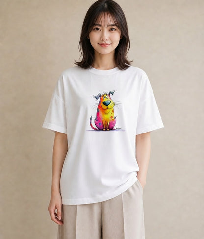 デザインTシャツ レディース ぶち猫 猫 ねこ イラスト シンプル 姉妹 送別ギフト 白T YMAZO