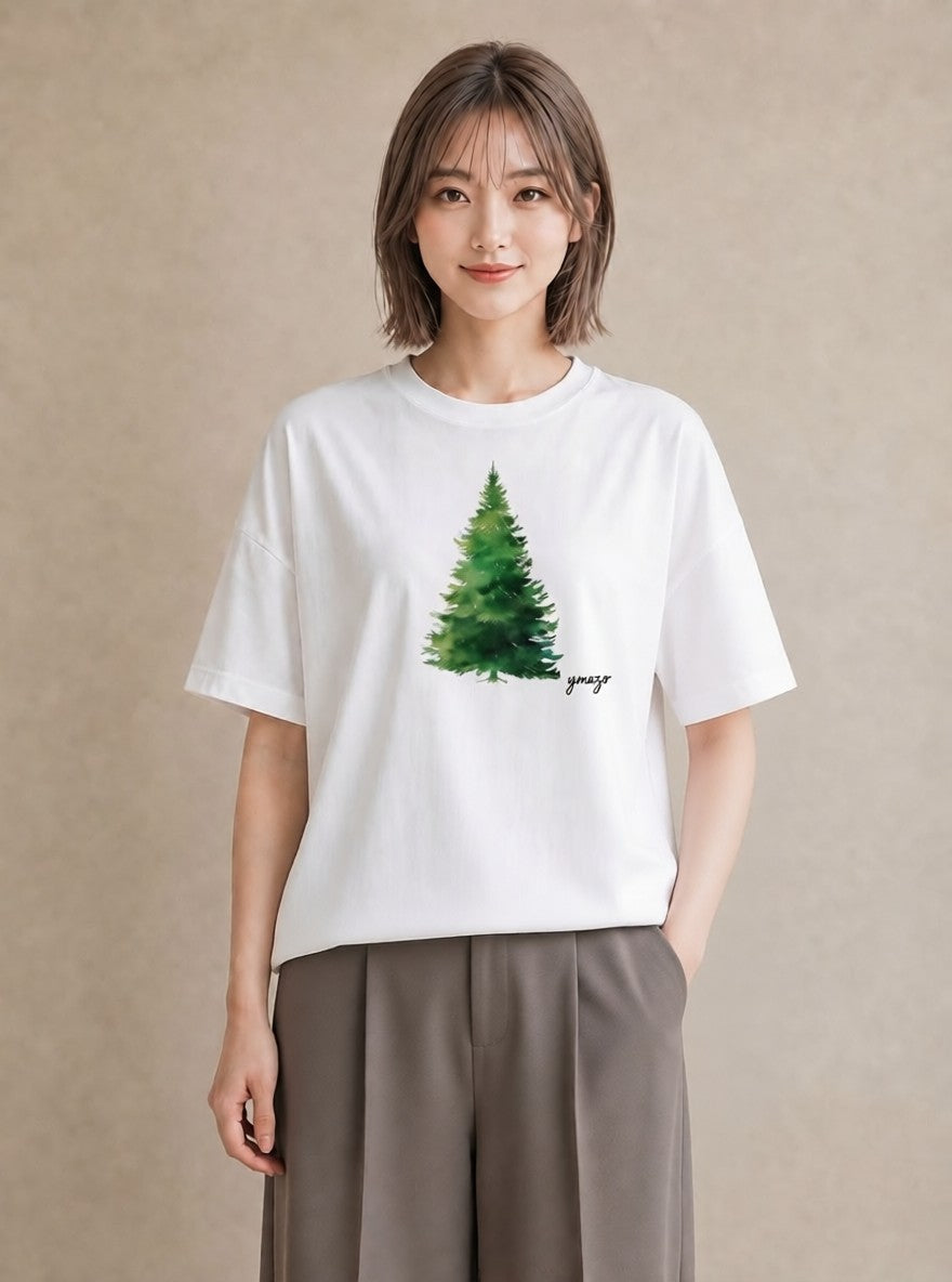 デザインTシャツ レディース 森 植物 ボタニカル イラスト 淡色 母娘コーデ 自分用 白T YMAZO
