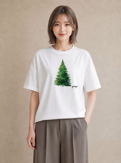 デザインTシャツ レディース 森 植物 ボタニカル イラスト 淡色 母娘コーデ 自分用 白T YMAZO