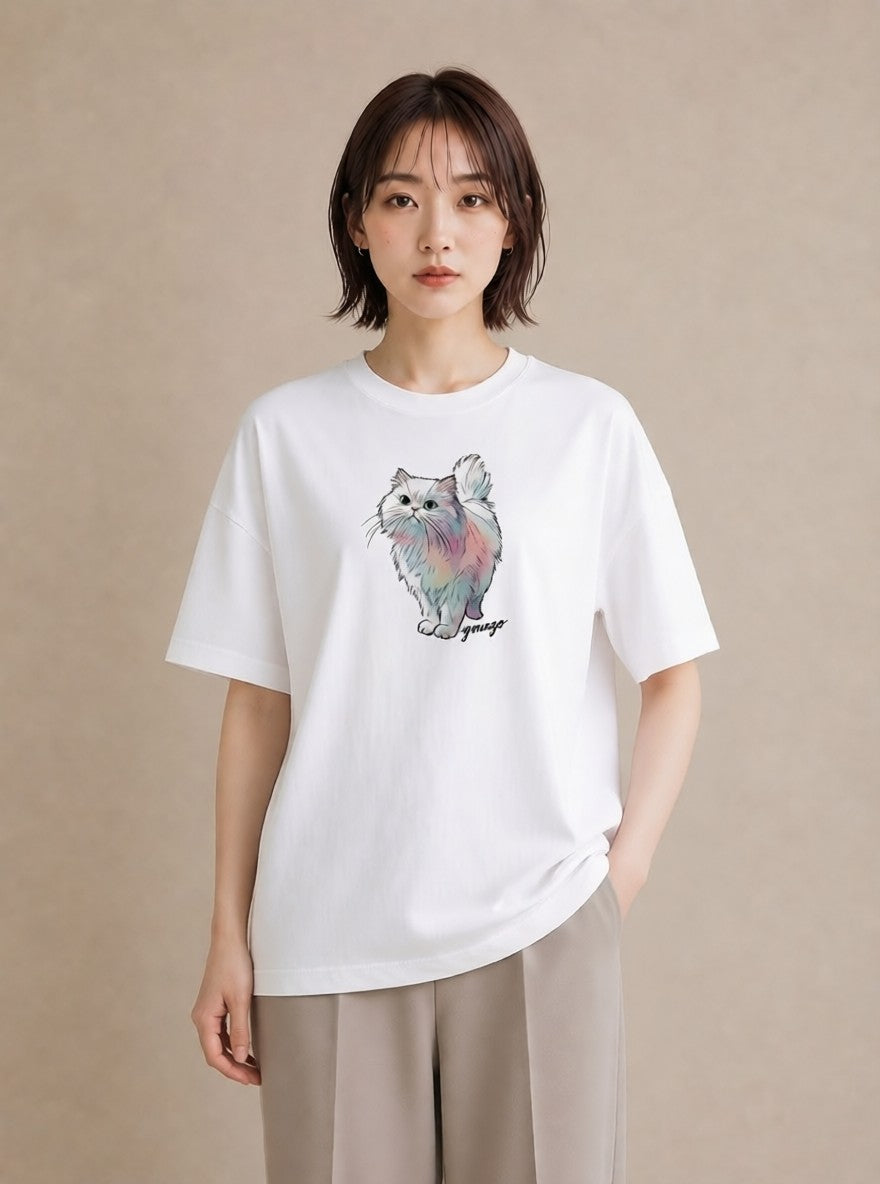デザインTシャツ レディース ソマリ 猫 ねこ イラスト 北欧風 ギフト 母の日 白T YMAZO