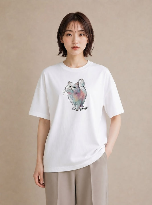 デザインTシャツ レディース ソマリ 猫 ねこ イラスト 北欧風 ギフト 母の日 白T YMAZO