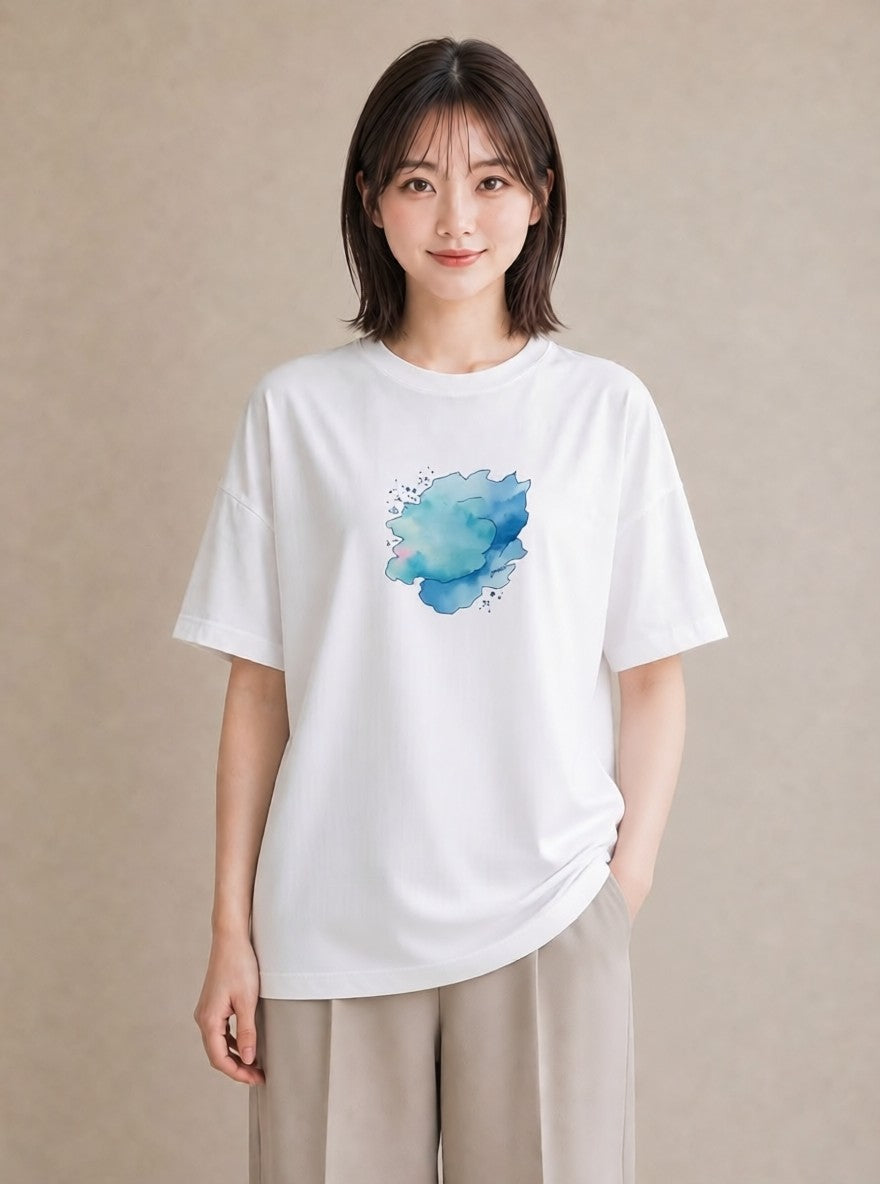 Tシャツ レディース 空 星空 宇宙 イラスト フェミニン カジュアルコーデ 買い物 白T YMAZO