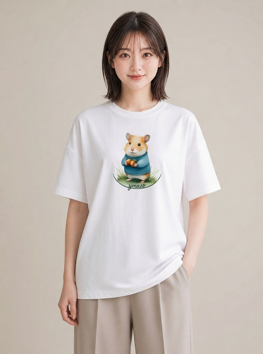 グラフィックTシャツ レディース モルモット ペット 動物 イラスト フェミニン 女子会 お揃い 白T YMAZO