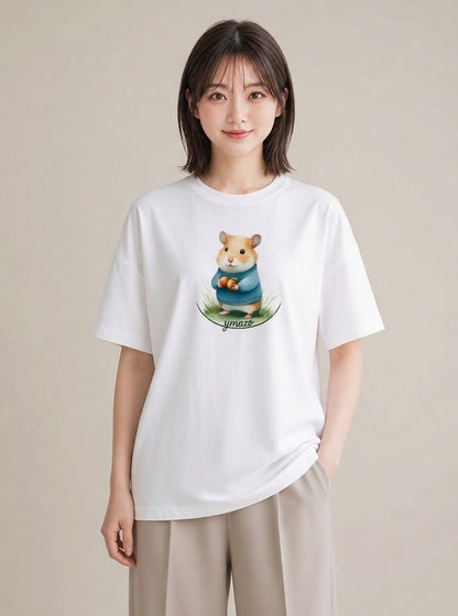 グラフィックTシャツ レディース モルモット ペット 動物 イラスト フェミニン 女子会 お揃い 白T YMAZO