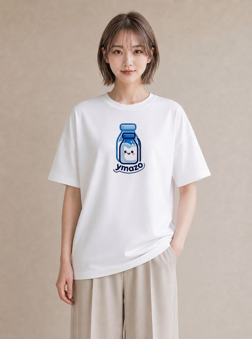 Tシャツ レディース ミルク 食べ物 フード イラスト ナチュラル ミセス 春コーデ 白T YMAZO