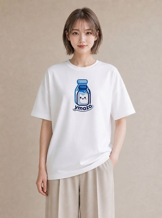Tシャツ レディース ミルク 食べ物 フード イラスト ナチュラル ミセス 春コーデ 白T YMAZO