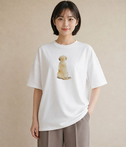 半袖Tシャツ レディース ラブラドールレトリバー 犬 いぬ イラスト 個性的 自分用 ルームウェア 白T YMAZO
