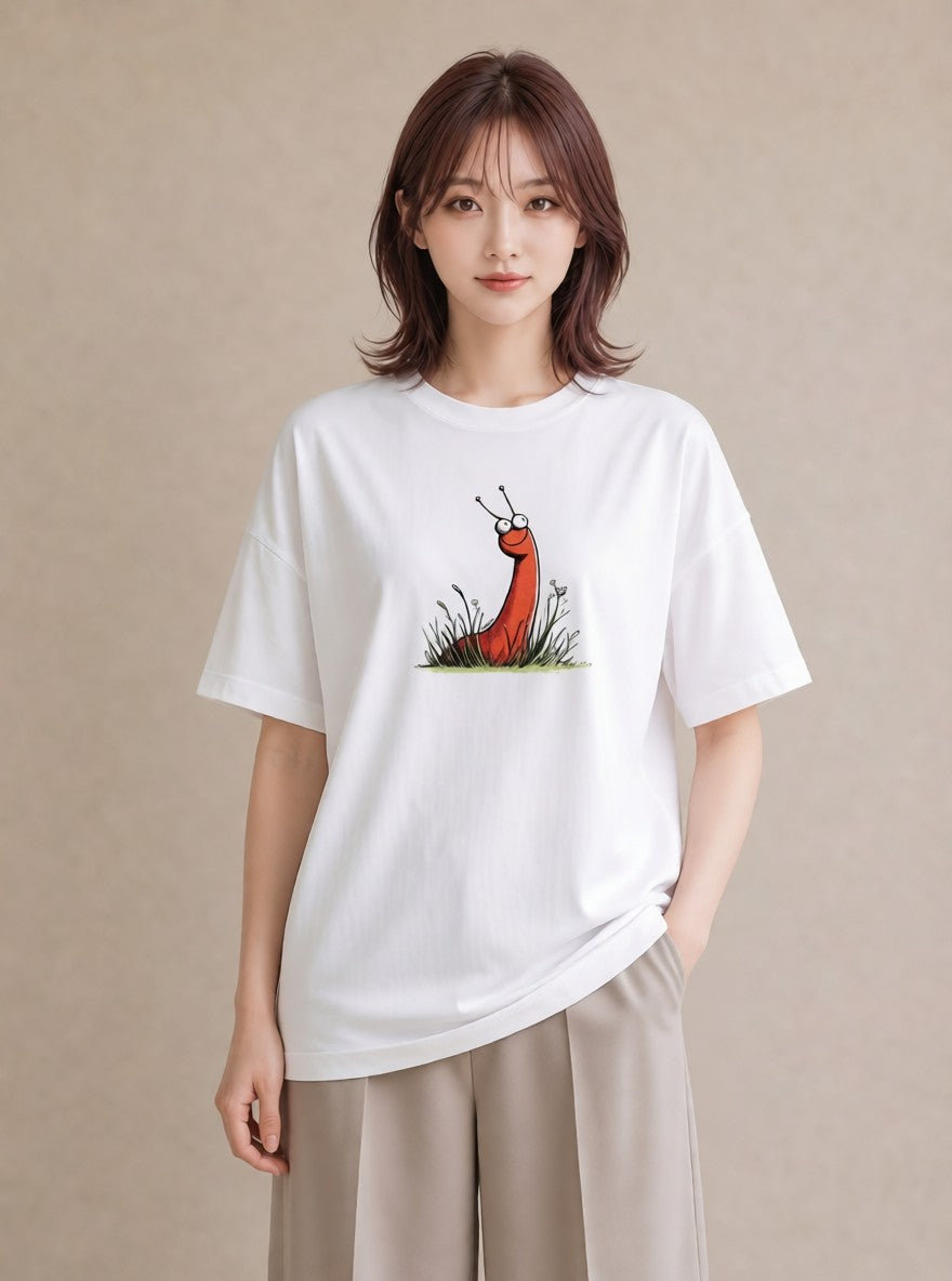 Tシャツ レディース チンアナゴ 海の生き物 海 イラスト カフェコーデ 20代 カジュアルコーデ 白T YMAZO