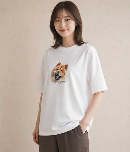 グラフィックTシャツ レディース 柴犬 しばいぬ 犬 いぬ イラスト シンプル ルームウェア ギフト 白T YMAZO