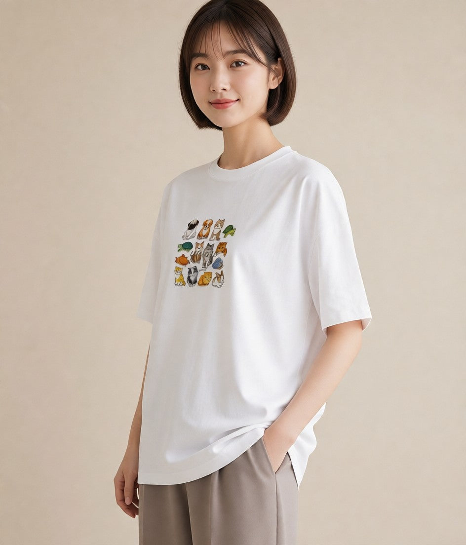 プリントTシャツ レディース パグ 犬 いぬ イラスト ヴィンテージ風 ギフト 母の日 白T YMAZO