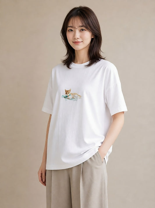 プリントTシャツ レディース アビシニアン 猫 ねこ イラスト シック 春コーデ 姉妹 白T YMAZO