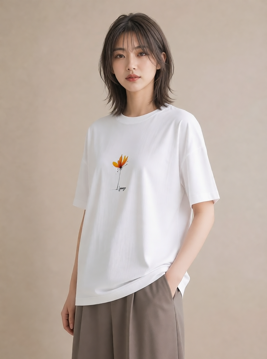 Tシャツ レディース ミモザ 花 花柄 イラスト 抜け感 母娘コーデ 自分用 白T YMAZO