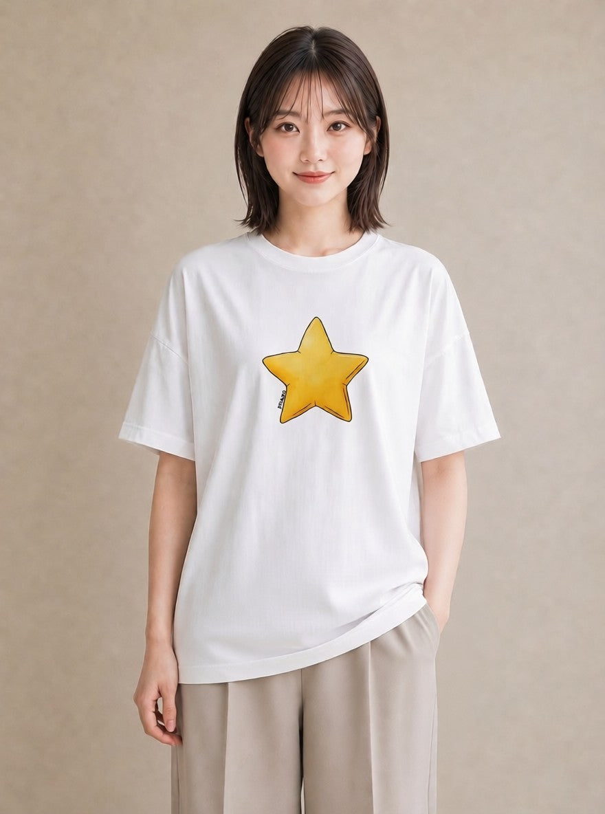 プリントTシャツ レディース 星 星空 宇宙 イラスト アート風 春コーデ 姉妹 白T YMAZO