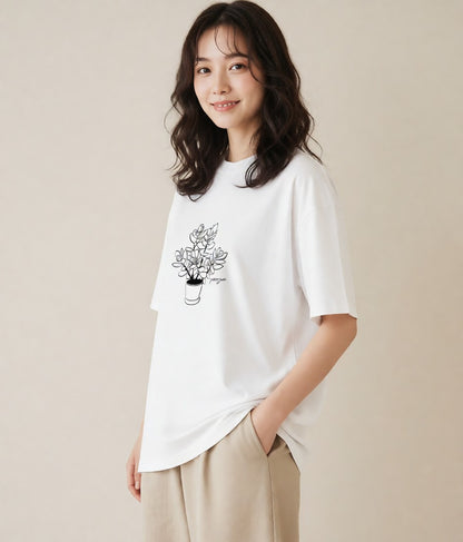 グラフィックTシャツ レディース 夕暮れ バルコニー 夕焼け ナチュラル アンティーク イラスト ゆるコーデ 女子会 お揃い 白T YMAZO