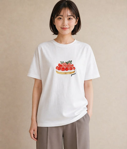 グラフィックTシャツ レディース プリン 食べ物 フード イラスト シンプル 誕生日プレゼント 綿100 白T YMAZO