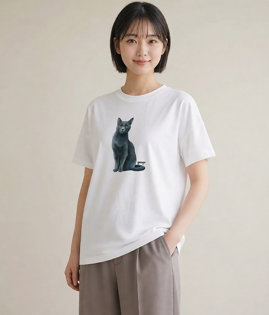 Tシャツ レディース シャム 猫 ねこ イラスト ニュアンス ギフト 母の日 白T YMAZO