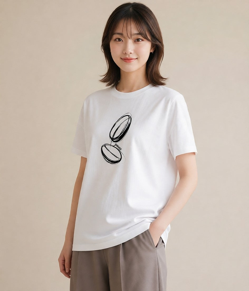 プリントTシャツ レディース コーヒー 珈琲 カフェ 食べ物 フード イラスト 抜け感 海 カフェ巡り 白T YMAZO