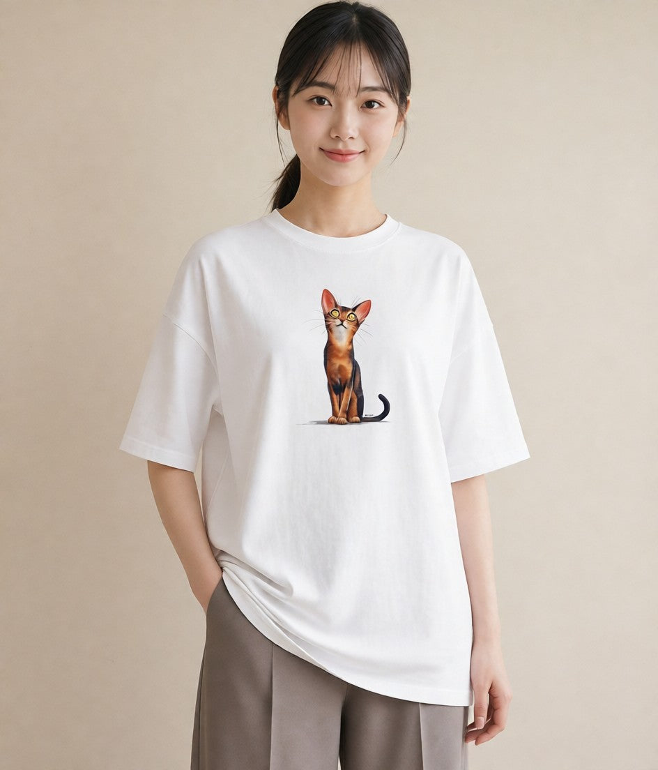 デザインTシャツ レディース キジトラ 猫 ねこ イラスト ラフカジュアル 姉妹 送別ギフト 白T YMAZO