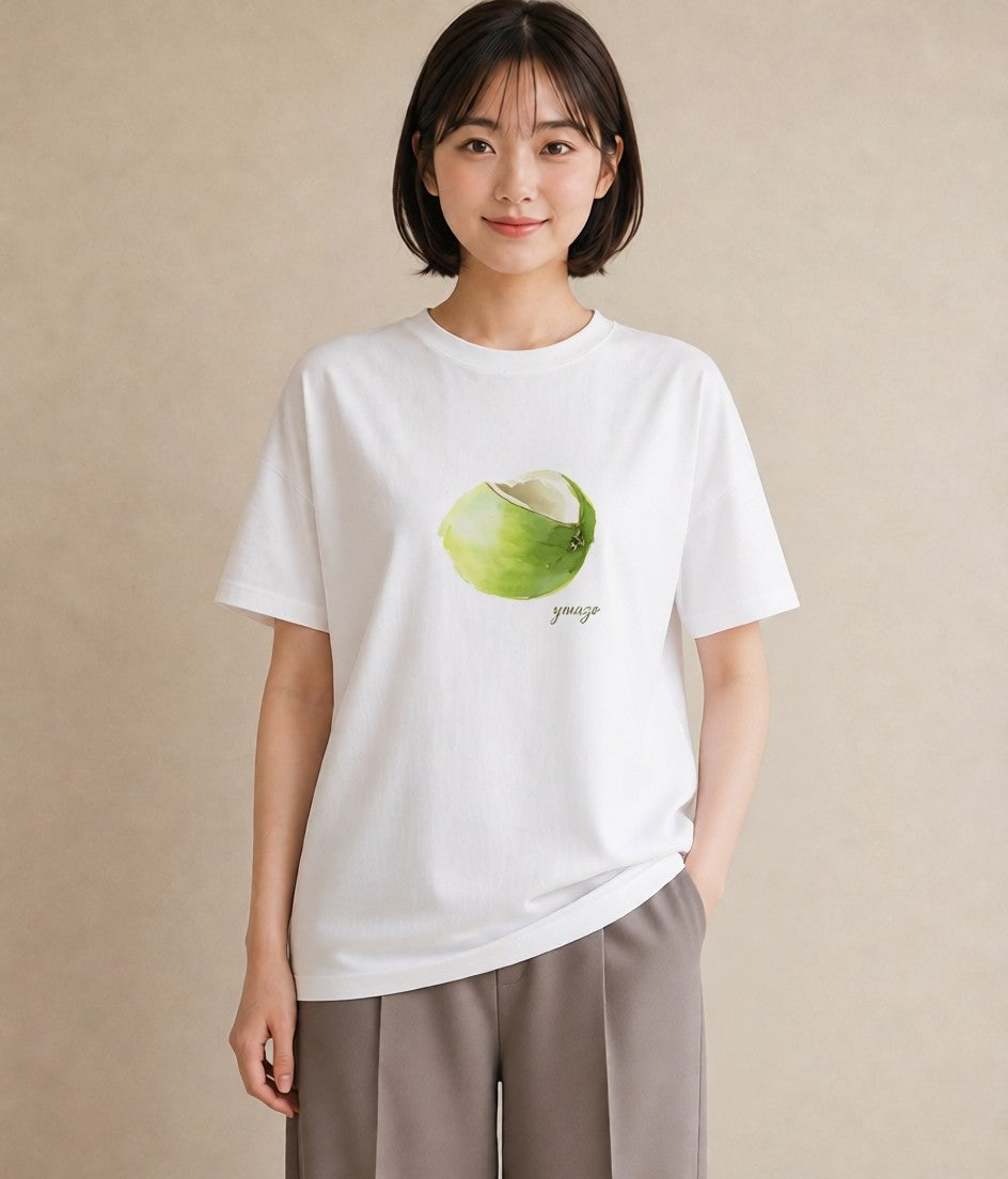 半袖Tシャツ レディース バナナ 食べ物 フード イラスト ラフカジュアル 散歩 お出かけ 白T YMAZO