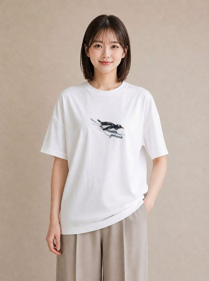 Tシャツ レディース コウテイペンギン 動物 アニマル イラスト 上品 20代 カジュアルコーデ 白T YMAZO