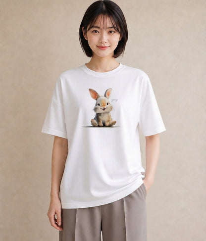 Tシャツ レディース ロップイヤー ペット 動物 イラスト 個性的 部屋着 女性向けギフト 白T YMAZO
