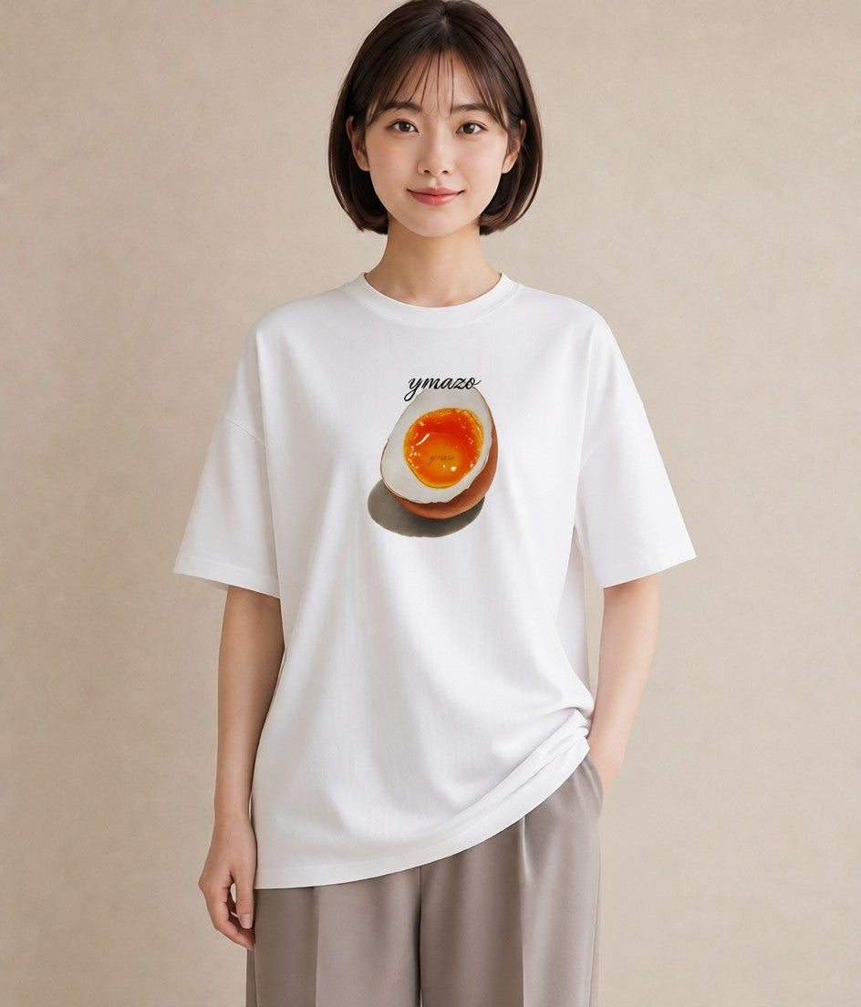 プリントTシャツ レディース 目玉焼き 食べ物 フード イラスト こなれ感 在宅 公園 白T YMAZO